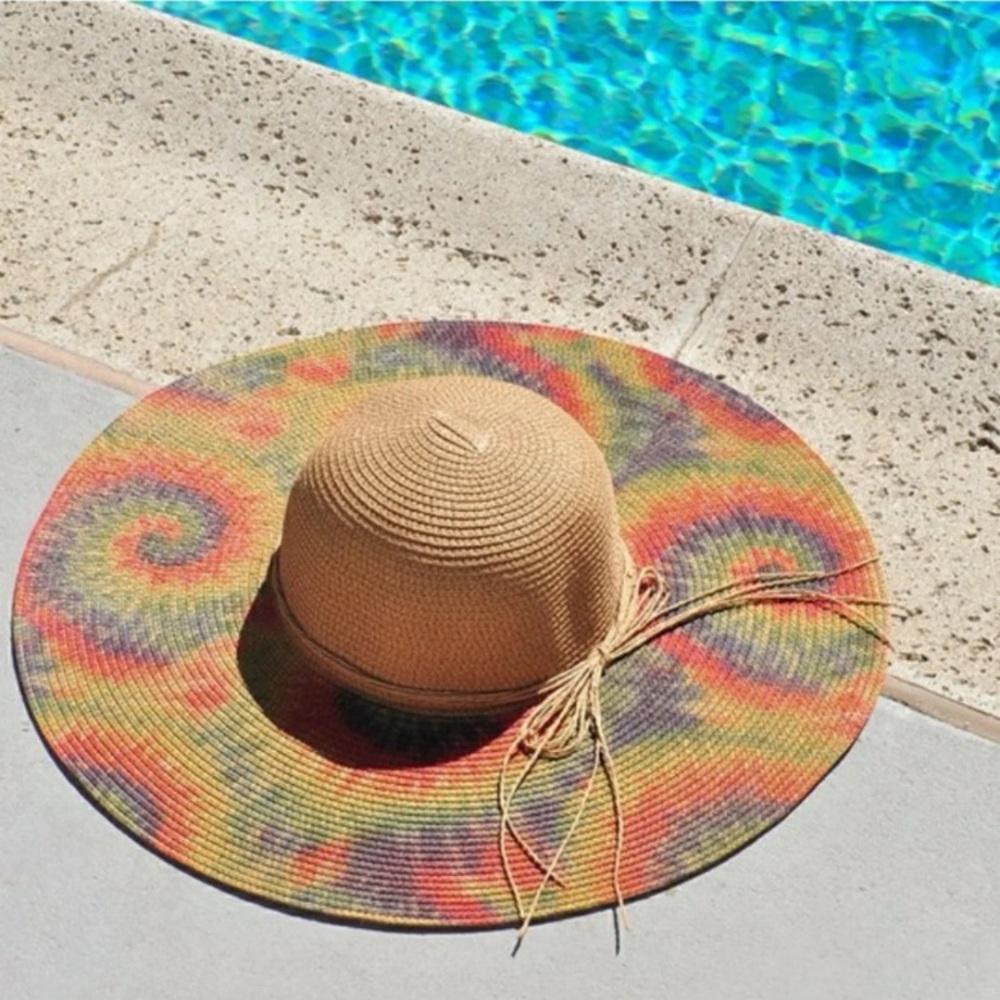 LAST 2! Tie Dye Print Straw Sun Hat